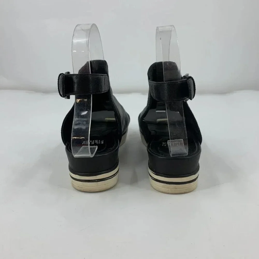 Eileen Fisher Women's Cover 2 Leather Open Toe Platform‎ Sandals Size 6.5